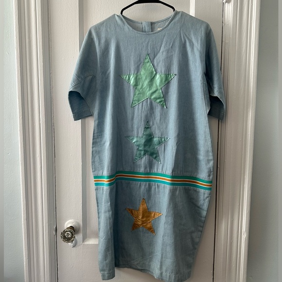 TCCLA Denim Web Star Patch dress Size 16 - Picture 2 of 7